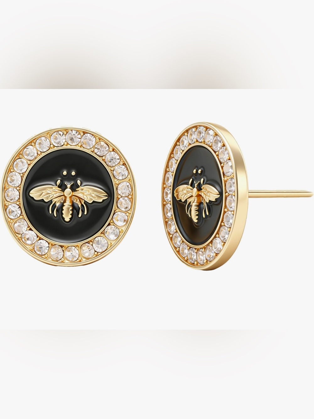 Unique Lord & Taylor cameo crystal bee earrings